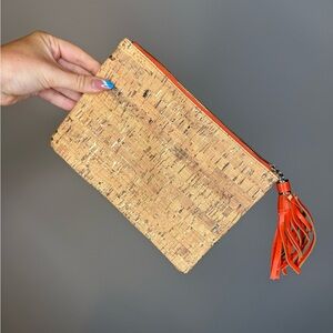 Cork Clutch with Orange Tassel